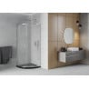Mexen Rio semi-circular shower cabin 90 x 90 cm, frost, chrome + Flat black shower tray - 863-090-090-01-30-4170