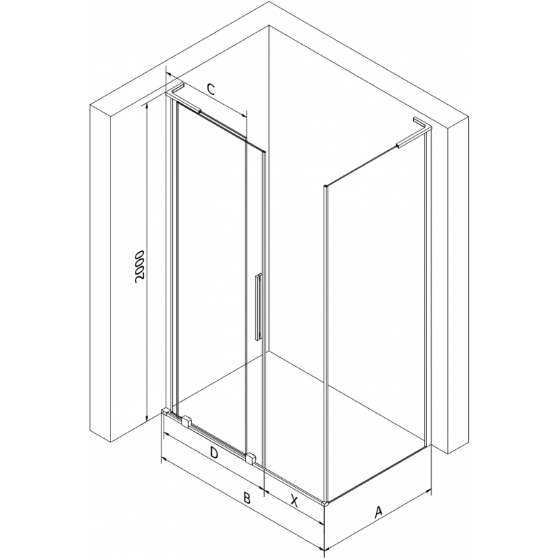 Mexen Velar L sliding shower cabin 110 x 90 cm, graphite, brushed nickel - 871-110-090-43-97