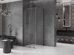 Mexen Velar L sliding shower enclosure 90 x 90 cm, transparent, gun metal - 871-090-090-03-95