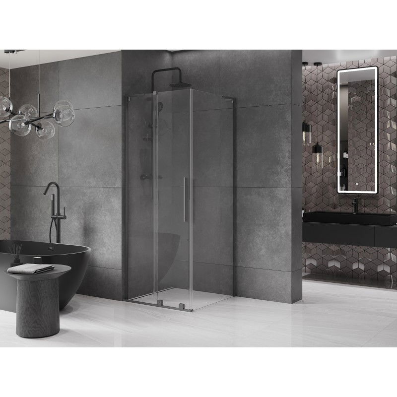 Mexen Velar L sliding shower cabin 110 x 110 cm, transparent, gun metal - 871-110-110-03-95