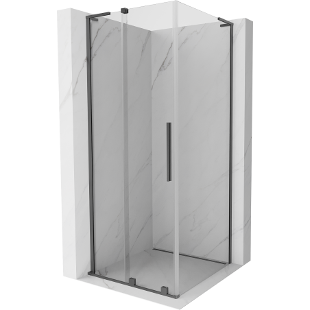 Mexen Velar L sliding shower cabin 100 x 100 cm, transparent, gun metal - 871-100-100-03-95