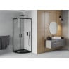Mexen Rio semicircular shower enclosure 80 x 80 cm, transparent, black + Flat shower tray, black - 863-080-080-70-00-4170B