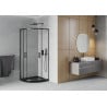 Mexen Rio semi-circular shower cabin 80 x 80 cm, transparent, black + Flat shower tray, black - 863-080-080-70-00-4170B
