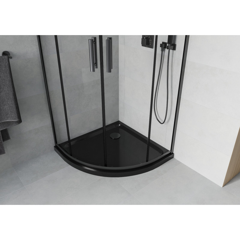 Mexen Rio semicircular shower cabin 90 x 90 cm, transparent, black + Flat tray, black - 863-090-090-70-00-4170B