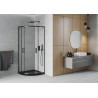 Mexen Rio semicircular shower cabin 90 x 90 cm, transparent, black + Flat tray, black - 863-090-090-70-00-4170B