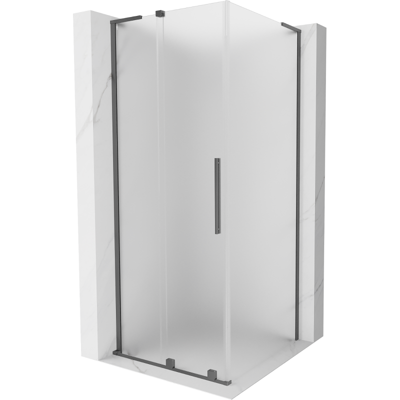 Mexen Velar L sliding shower cabin 90 x 90 cm, frosted, gun metal - 871-090-090-33-95
