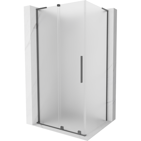Mexen Velar L sliding shower enclosure 100 x 80 cm, frost, gun metal - 871-100-080-33-95