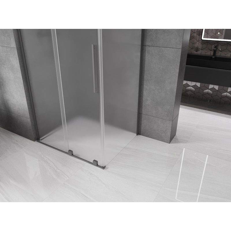 Mexen Velar L Sliding Shower Enclosure 110 x 75 cm, Frosted, Gun Metal - 871-110-075-33-95