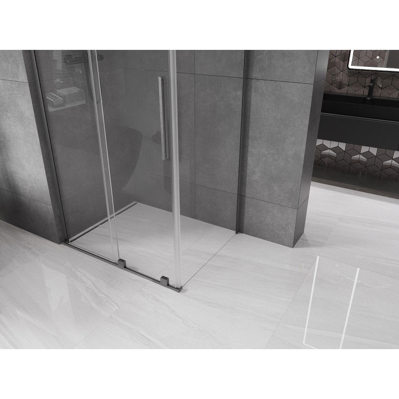 Mexen Velar L sliding shower cabin 90 x 75 cm, transparent, brushed gun gray - 871-090-075-03-66