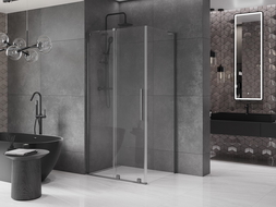 Mexen Velar L sliding shower cabin 100 x 80 cm, transparent, brushed gun gray - 871-100-080-03-66