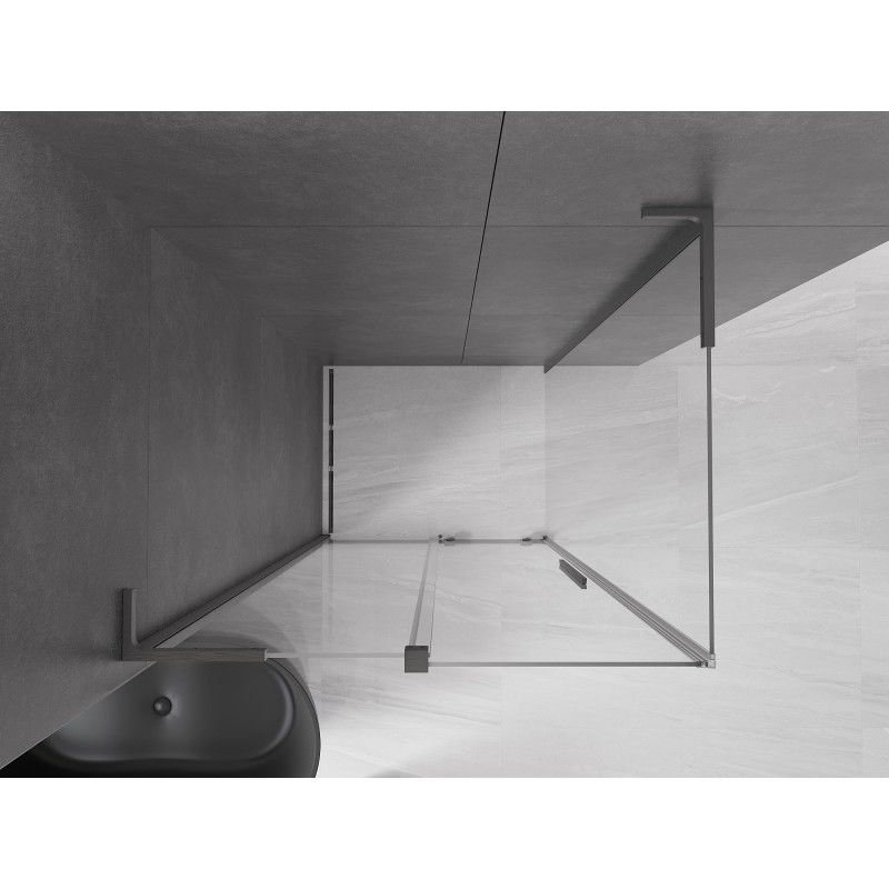 Mexen Velar L sliding shower cabin 100 x 75 cm, transparent, brushed gun gray - 871-100-075-03-66