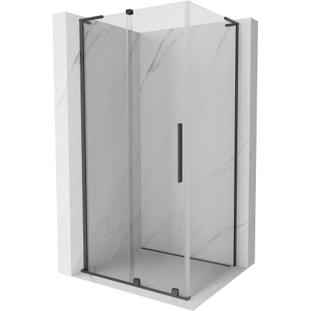 Mexen Velar L sliding shower enclosure 120 x 80 cm, transparent, brushed gun gray - 871-120-080-03-66