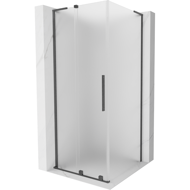 Mexen Velar L sliding shower cabin 90 x 90 cm, frost, gun gray brushed - 871-090-090-33-66