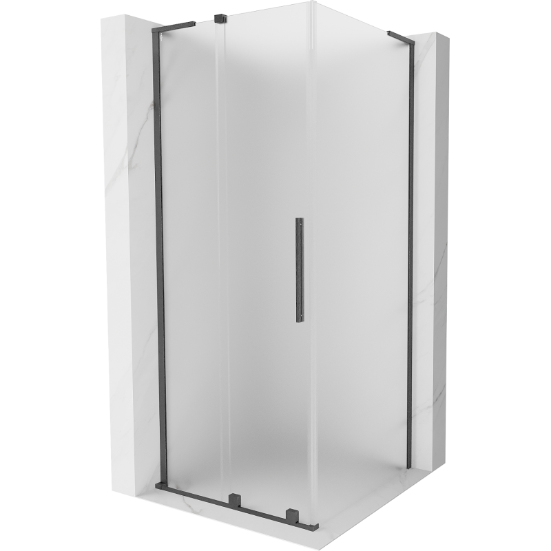 Mexen Velar L sliding shower enclosure 100 x 100 cm, frost, brushed gun gray - 871-100-100-33-66