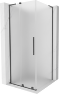 Mexen Velar L sliding shower cabin 100 x 100 cm, frost, brushed gun gray - 871-100-100-33-66