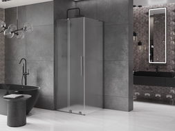 Mexen Velar L Sliding Shower Enclosure 120 x 120 cm, Frosted, Gun Gray Brushed - 871-120-120-33-66