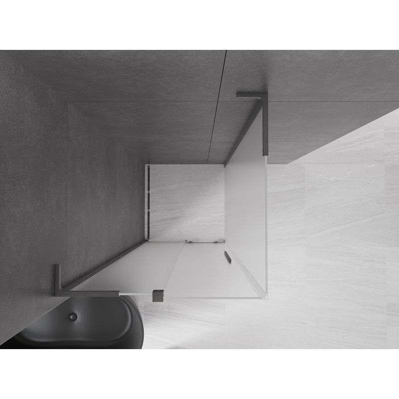 Mexen Velar L sliding shower cabin 100 x 100 cm, frost, brushed gun gray - 871-100-100-33-66