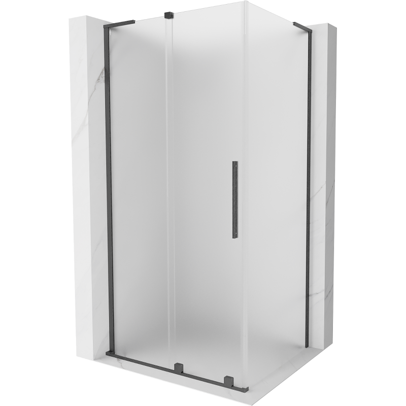 Mexen Velar L Sliding Shower Enclosure 90 x 75 cm, Frosted, Brushed Gun Gray - 871-090-075-33-66