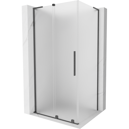 Mexen Velar L Sliding Shower Enclosure 90 x 75 cm, Frosted, Brushed Gun Gray - 871-090-075-33-66