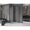 Mexen Velar L Sliding Shower Enclosure 90 x 75 cm, Frosted, Brushed Gun Gray - 871-090-075-33-66