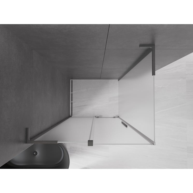 Mexen Velar L Sliding Shower Enclosure 90 x 75 cm, Frosted, Brushed Gun Gray - 871-090-075-33-66