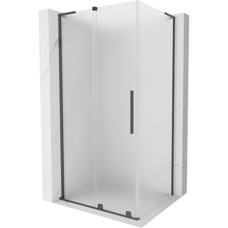 Mexen Velar L sliding shower cabin 100 x 85 cm, frosted, brushed gun gray - 871-100-085-33-66