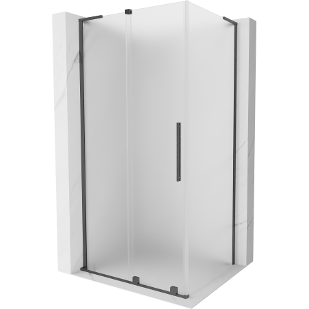Mexen Velar L sliding shower enclosure 100 x 75 cm, frost, brushed gun gray - 871-100-075-33-66