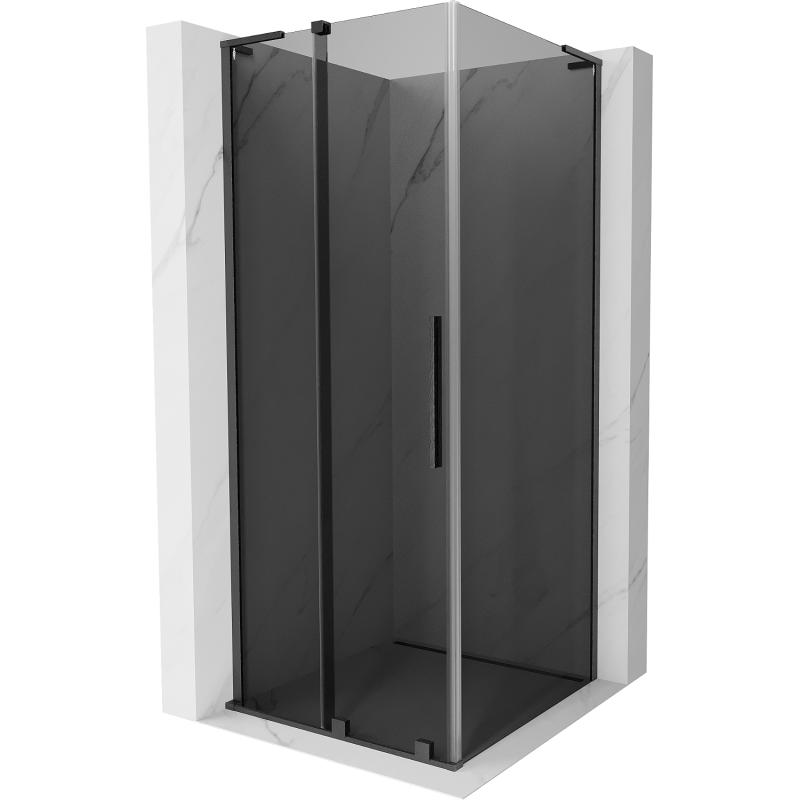 Mexen Velar L sliding shower enclosure 90 x 90 cm, graphite, brushed gun gray - 871-090-090-43-66