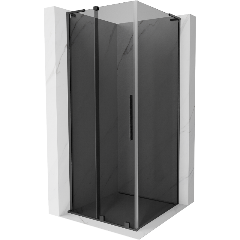 Mexen Velar L sliding shower cabin 100 x 100 cm, graphite, brushed gun gray - 871-100-100-43-66
