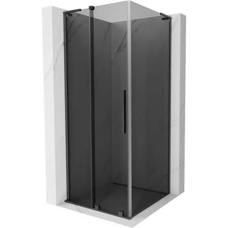Mexen Velar L sliding shower cabin 100 x 100 cm, graphite, brushed gun gray - 871-100-100-43-66