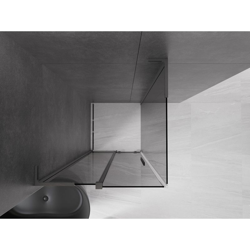 Mexen Velar L sliding shower cabin 90 x 90 cm, graphite, brushed gun gray - 871-090-090-43-66