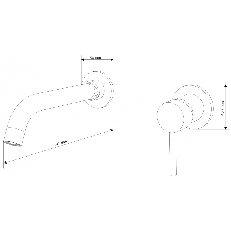 Mexen Alma concealed washbasin tap, graphite - 75015-66