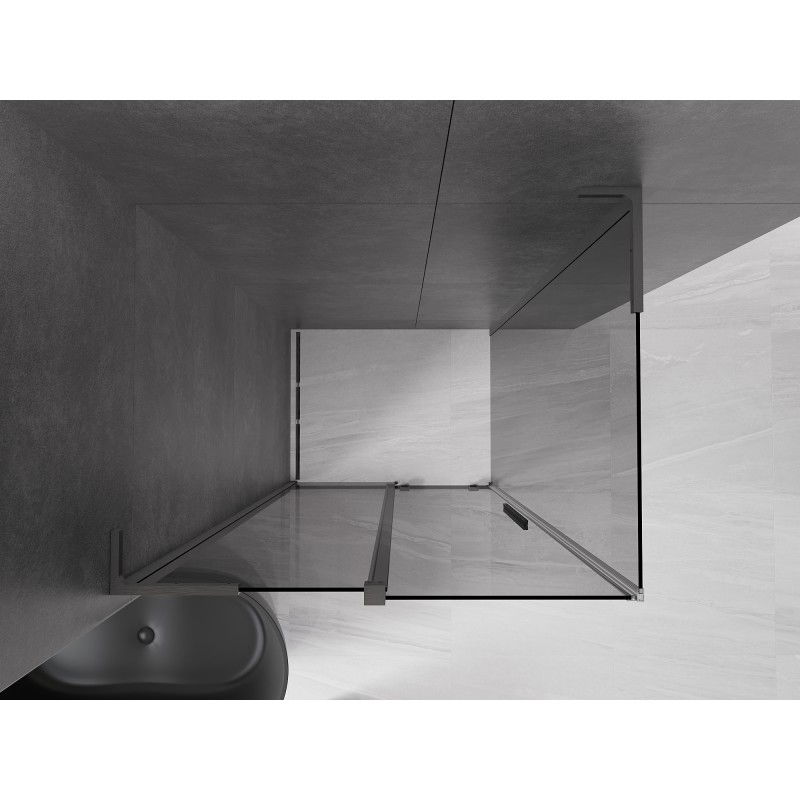 Mexen Velar L sliding shower cabin 120 x 80 cm, graphite, brushed gun gray - 871-120-080-43-66