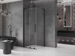 Mexen Velar L sliding shower cabin 100 x 100 cm, transparent, black - 871-100-100-03-70