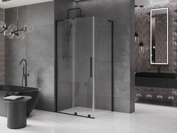 Mexen Velar L sliding shower enclosure 90 x 70 cm, transparent, black - 871-090-070-03-70