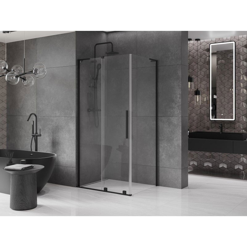 Mexen Velar L sliding shower cabin 110 x 90 cm, transparent, black - 871-110-090-03-70