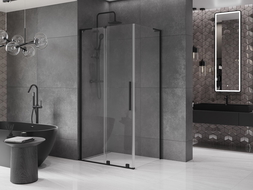 Mexen Velar L shower enclosure sliding 110 x 90 cm, transparent, black - 871-110-090-03-70
