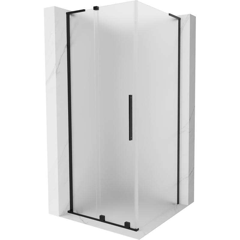 Mexen Velar L sliding shower enclosure 120 x 120 cm, frost, black - 871-120-120-33-70