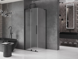 Mexen Velar L sliding shower enclosure 120 x 120 cm, frost, black - 871-120-120-33-70