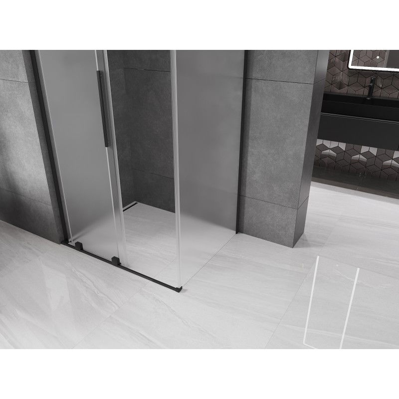 Mexen Velar L sliding shower enclosure 90 x 80 cm, frost, black - 871-090-080-33-70