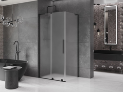 Mexen Velar L sliding shower enclosure 90 x 110 cm, frosted, black - 871-090-110-33-70