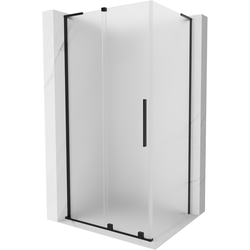 Mexen Velar L 100 x 70 cm Sliding Shower Enclosure, Frosted, Black - 871-100-070-33-70