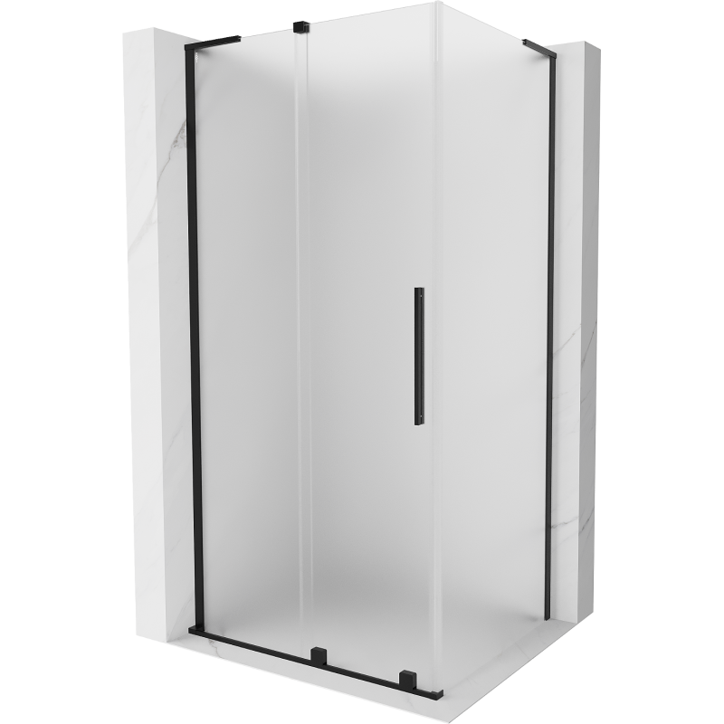 Mexen Velar L sliding shower cabin 100 x 70 cm, frost, black - 871-100-070-33-70