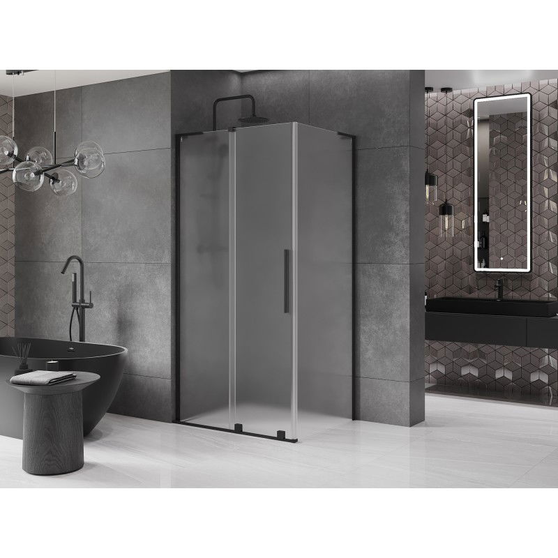 Mexen Velar L sliding shower cabin 110 x 80 cm, frost, black - 871-110-080-33-70