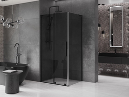 Mexen Velar L sliding shower cabin 90 x 70 cm, graphite, black - 871-090-070-43-70