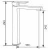 Mexen Uno tall washbasin faucet, gold - 71410-50
