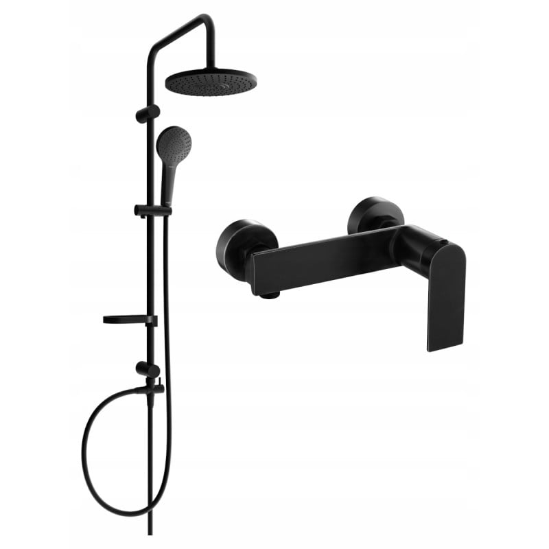 Mexen Erik surface-mounted shower set with a rainmaker and mixer tap Zero, Black - 71140205-70