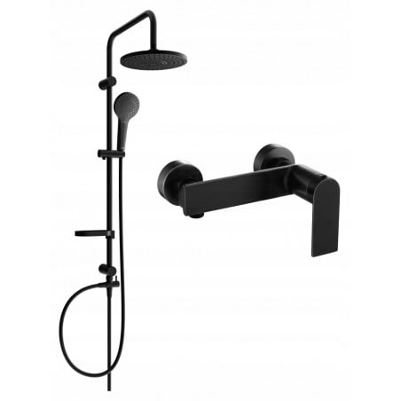 Mexen Erik exposed shower set with shower head and Zero shower mixer, black - 71140205-70