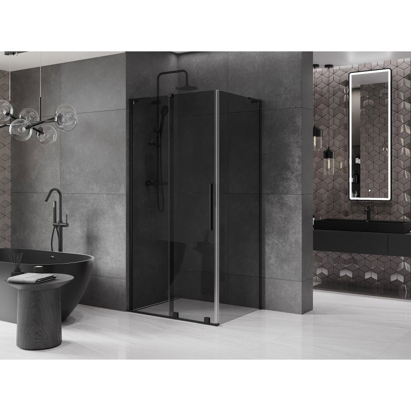 Mexen Velar L Sliding Shower Enclosure 120 x 90 cm, Graphite, Black - 871-120-090-43-70