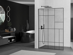 Mexen Kioto L Walk-in Shower Wall 120 x 200 cm, Black Pattern, Gun Metal - 800-120-103-95-78